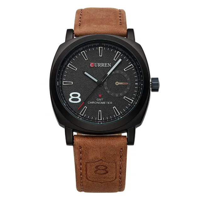 Luxury Men's Leather Wrist Watch Curren Route 8