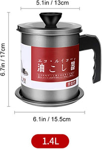 Oil Strainer Pot Grease Can, 1.4 L/1.7L Stainless Steel Container